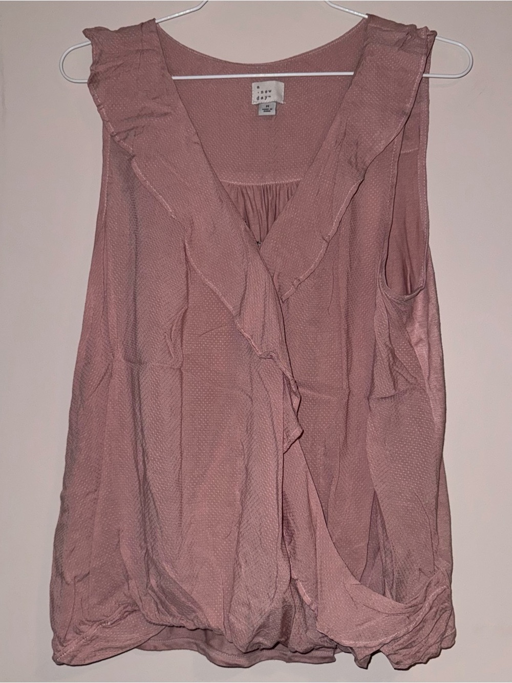 a new day Dusty Rose Ruffle V-Neck Sleeveless Blouse